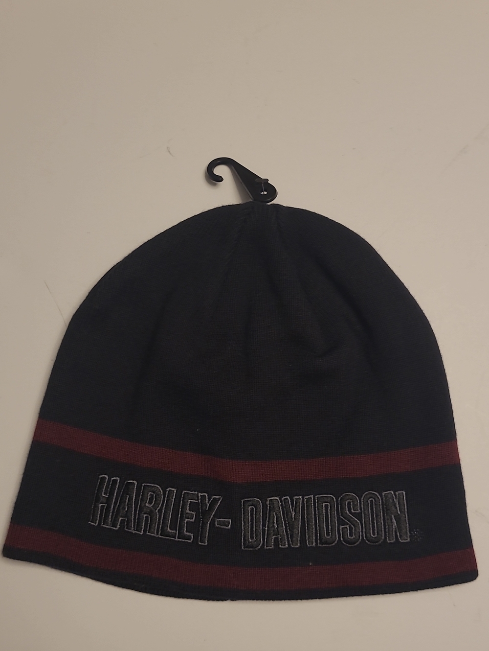 Harley-Davidson Black & Burgundy Stripe Logo Beanie